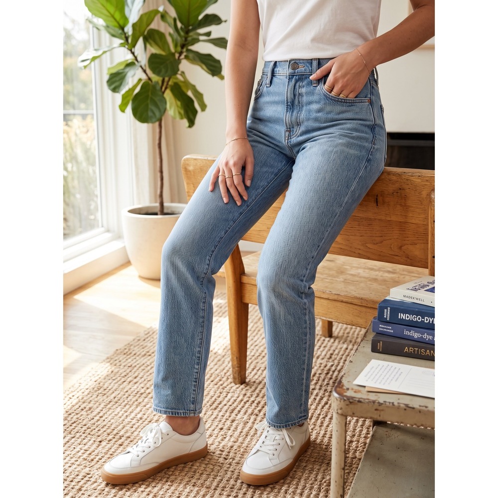 Minimalist Madewell 1991 Straight Leg Jeans 30 High Rise Medium Wash Denim Retro